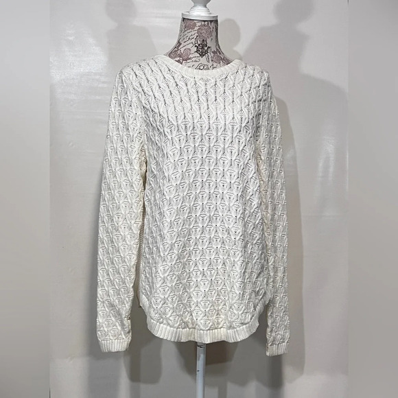JEANNE PIERRE‎ Ivory cable knit sweater size L. - Picture 2 of 11